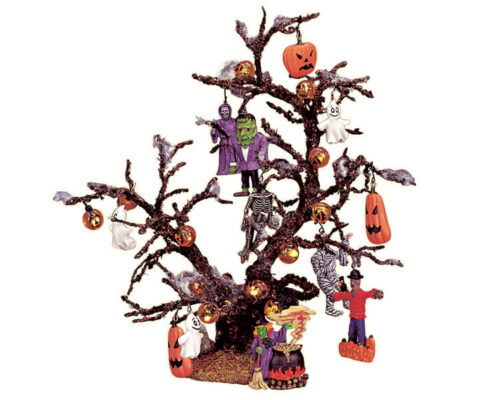 Decorated Halloween Tree Lighted