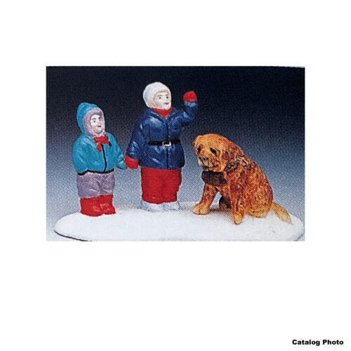 Brothers Looking at Tree with Dog